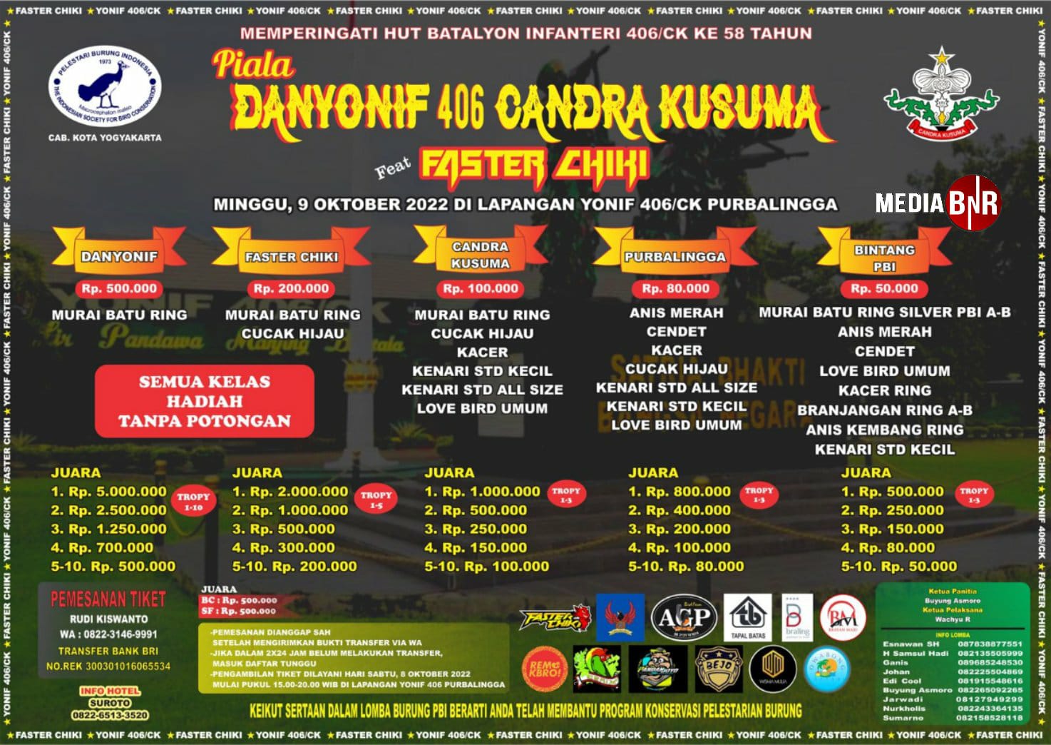 Brosur Piala Danyonif 406 Candra Kusuma Feat Faster Chiki-Purbalingga 09 Oktober 2022