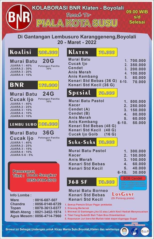 Brosur Road To Piala Kota Susu Boyolali (18/03/2022)