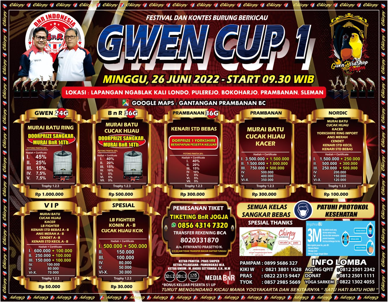 Brosur Gwen Cup 1 Prambanan Sleman Yogyakarta (15/04/2022)
