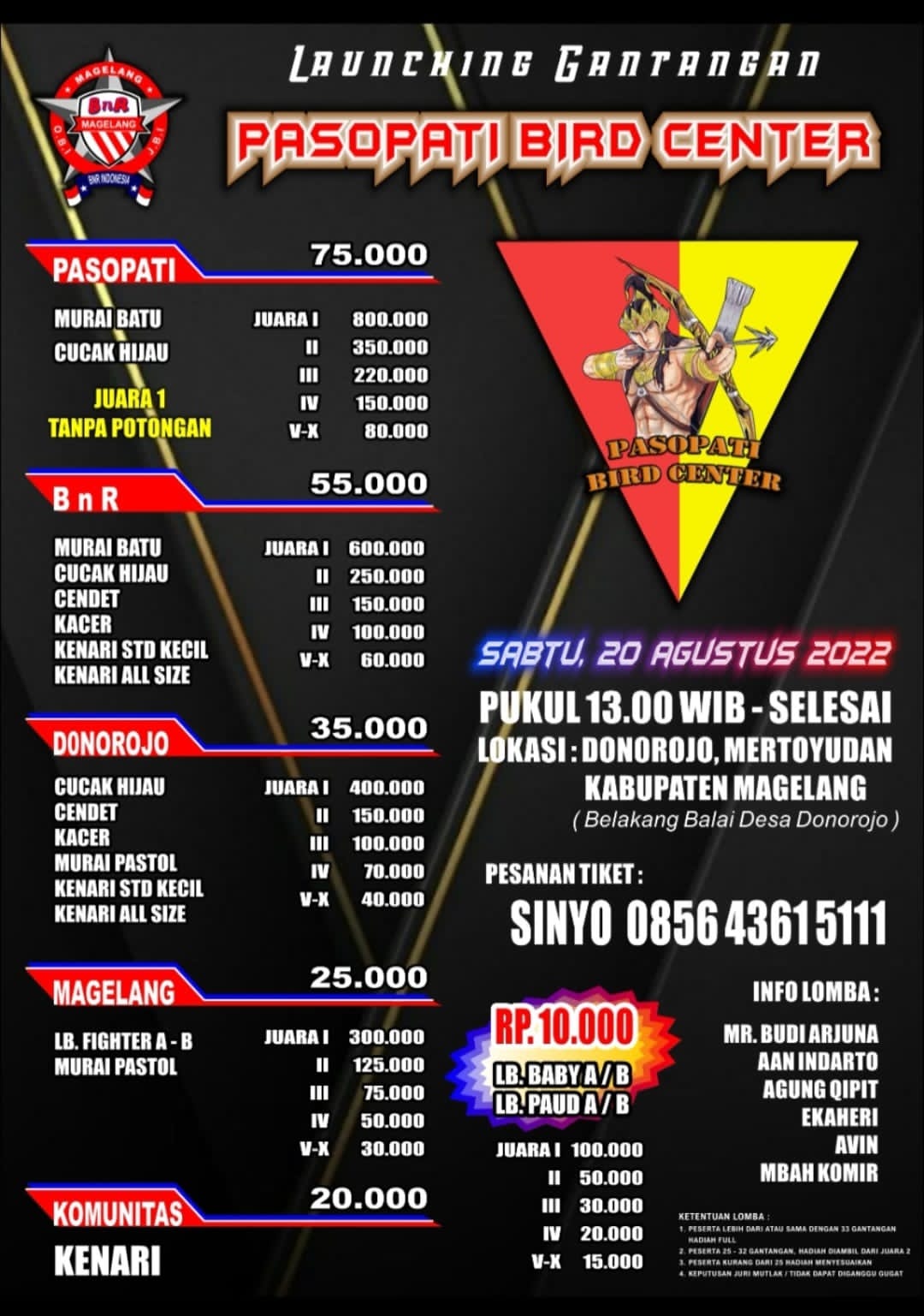 Brosur Launching Gantangan Pasopati Bird Center (15/08/2022)