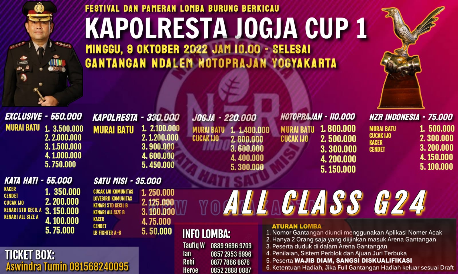 Brosur Kapolresta Jogja Cup 1 Yogyakarta (22/09/2022)