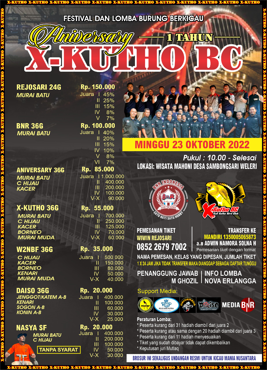 Brosur Anniversary X-KUTHO BC Weleri Jateng (22/10/22)